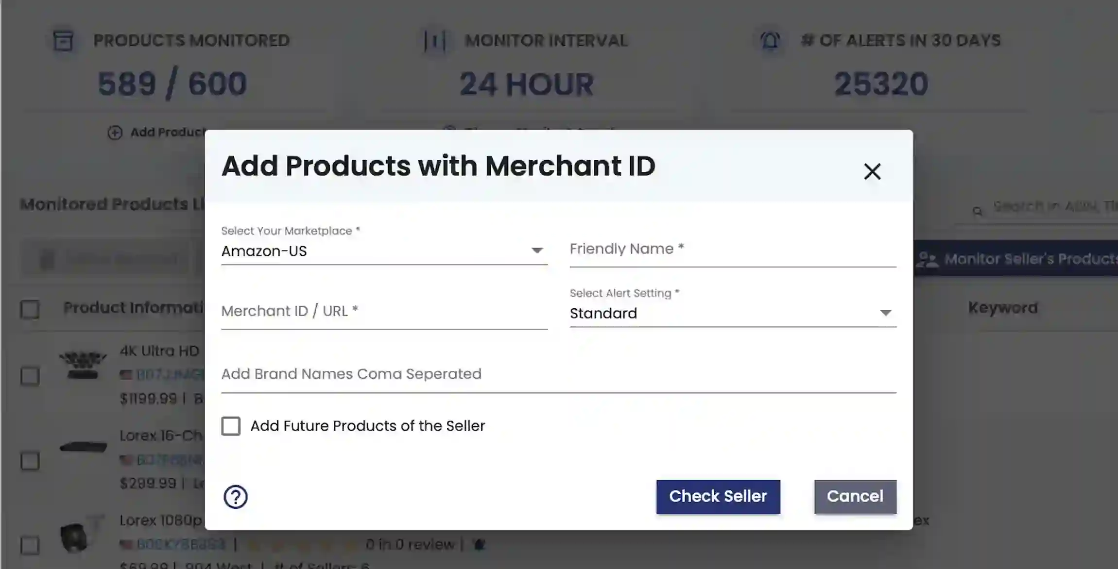 add product monitor with merchant Id